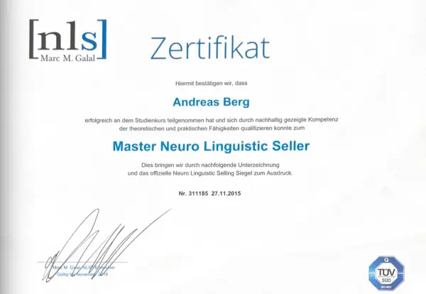 Master NLS Zertifikat
